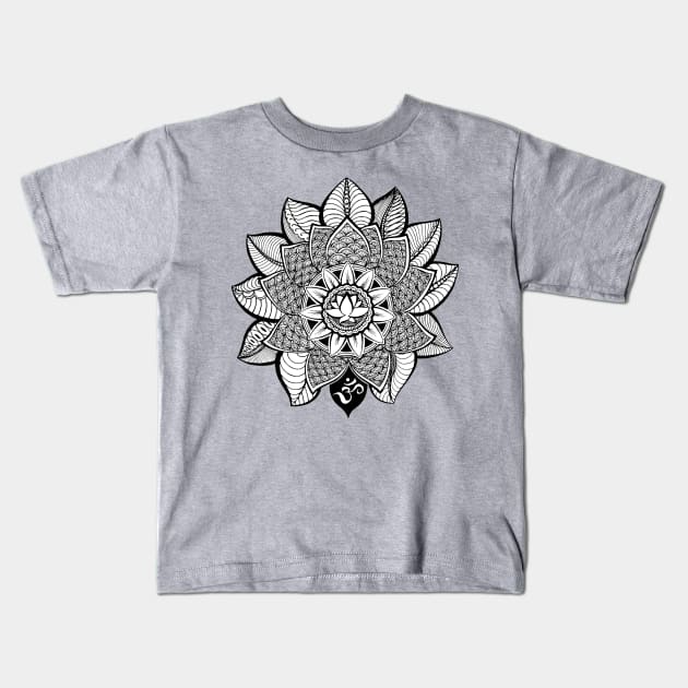 Lotus Flower Mandala Kids T-Shirt by DebSoromenho